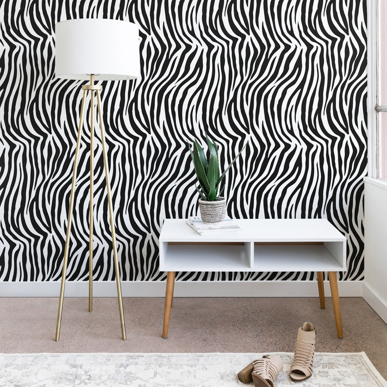 Everly Quinn Avenie Zebra Print Peel And Stick Wallpaper Panel